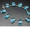 Blue Topaz Quartz Faceted Checker Rectangular Briolette Beads Strand Quantity 5 Matching Pair (10 Beads) and Size 16mm approx.